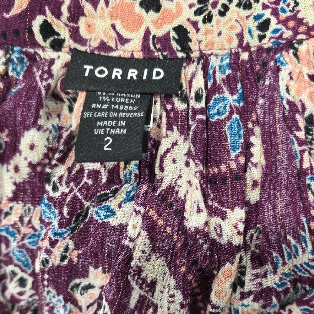 torrid Purple Floral Print Top - Picture 3 of 5